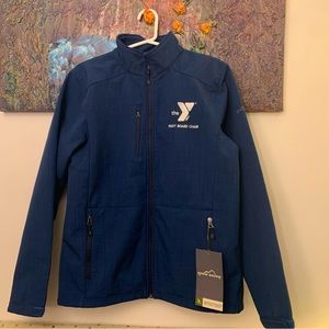 NEW EDDIE BAUER - SHADED CROSSHATCH SOFT SHELL JACKET. SIZE MEDIUM YMCA CUSTOM